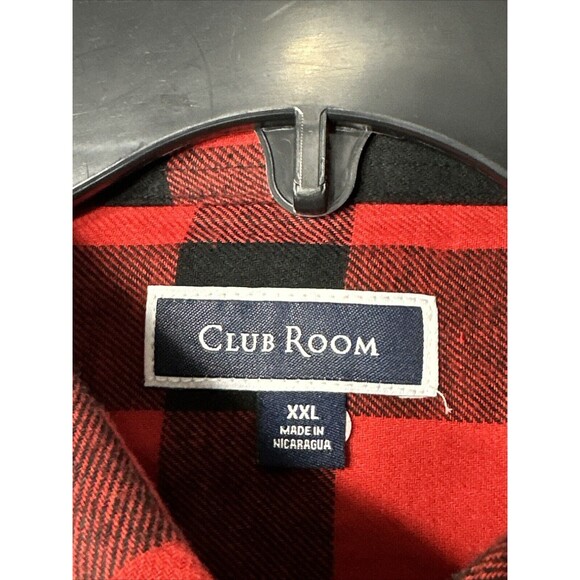 Club Room Shirt Men’s XXL Flannel Red/BLK Plaid Casual Button Down With Pocket - Picture 4 of 10